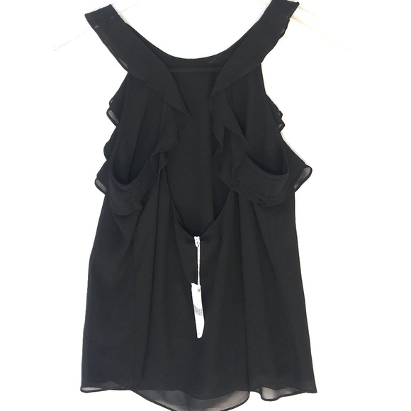 NWT NAKED ZEBRA Black Sleeveless Top With Ruffle - Picture 5 of 6